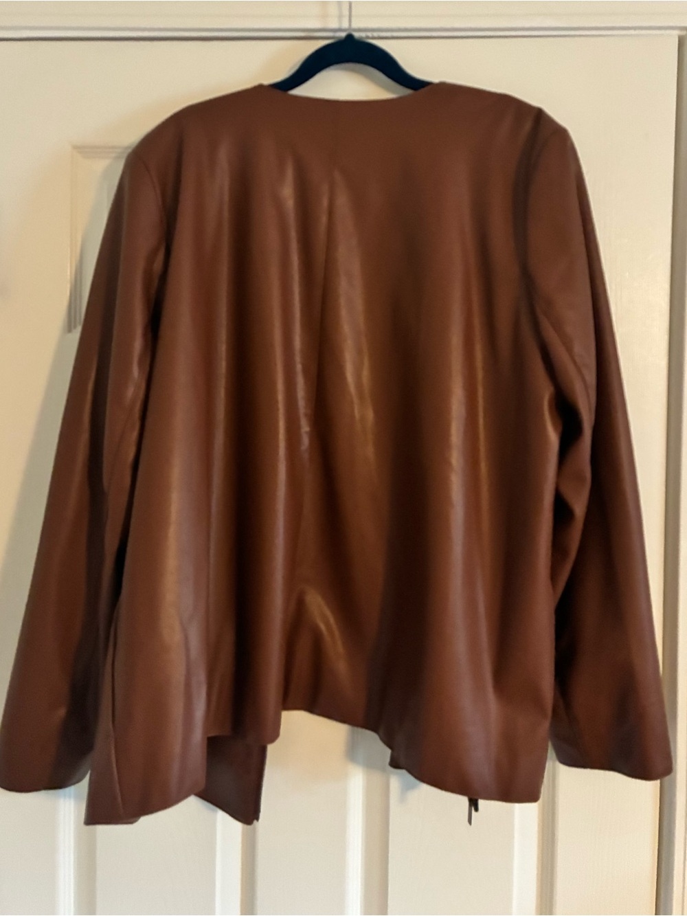Susan Graver Brown Faux Leather  Zip Jacket with Laser Detail - Picture 2 of 4